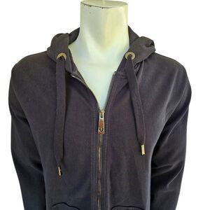 True Religion Men’s Black Full Zip Hoodie Sweatshirt Logo Drawstring Pockets L